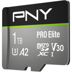 PNY Pro Elite Carte mémoire microSDXC 1 to + Adaptateur SD, A2 app Performance, Vitesse de Lecture jusqu'à 100 Mo/s, Classe 10 U