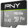 PNY Pro Elite Carte mémoire microSDXC 1 to + Adaptateur SD, A2 app Performance, Vitesse de Lecture jusqu'à 100 Mo/s, Classe 10 U