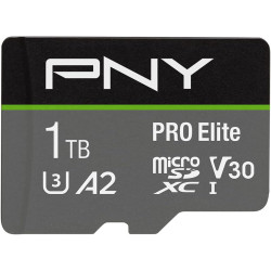 PNY Pro Elite Carte mémoire microSDXC 1 to + Adaptateur SD, A2 app Performance, Vitesse de Lecture jusqu'à 100 Mo/s, Classe 10 U