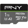 PNY Pro Elite Carte mémoire microSDXC 1 to + Adaptateur SD, A2 app Performance, Vitesse de Lecture jusqu'à 100 Mo/s, Classe 10 U