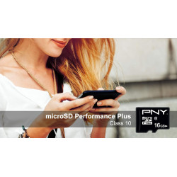 PNY Performance Plus Carte mémoire microSDHC 16 Go, Classe 10 + Adaptateur SD