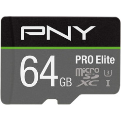 PNY Pro Elite Carte mémoire microSDXC 64 Go + Adaptateur SD, Vitess de Lecture jusqu'à 100 Mo/s, Vitesse d'écriture jusqu'à 90 M