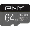 PNY Pro Elite Carte mémoire microSDXC 64 Go + Adaptateur SD, Vitess de Lecture jusqu'à 100 Mo/s, Vitesse d'écriture jusqu'à 90 M
