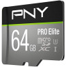 PNY Pro Elite Carte mémoire microSDXC 64 Go + Adaptateur SD, Vitess de Lecture jusqu'à 100 Mo/s, Vitesse d'écriture jusqu'à 90 M