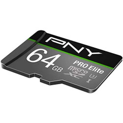 PNY Pro Elite Carte mémoire microSDXC 64 Go + Adaptateur SD, Vitess de Lecture jusqu'à 100 Mo/s, Vitesse d'écriture jusqu'à 90 M