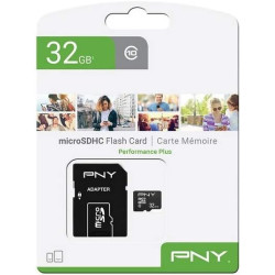 PNY Performance Plus Carte Mémoire microSDHC 32 Go, Classe 10 + Adaptateur SD