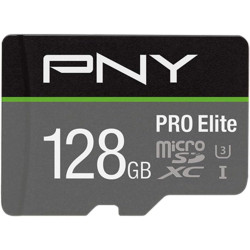 PNY Pro Elite Carte mémoire microSDXC 128 Go + Adaptateur SD, Vitess de Lecture jusqu'à 100 Mo/s, Vitesse d'écriture jusqu'à 90 