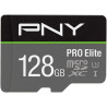 PNY Pro Elite Carte mémoire microSDXC 128 Go + Adaptateur SD, Vitess de Lecture jusqu'à 100 Mo/s, Vitesse d'écriture jusqu'à 90 