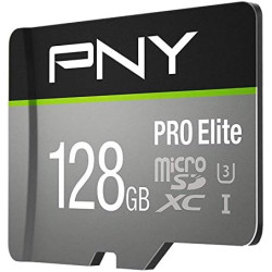 PNY Pro Elite Carte mémoire microSDXC 128 Go + Adaptateur SD, Vitess de Lecture jusqu'à 100 Mo/s, Vitesse d'écriture jusqu'à 90 