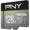 PNY Pro Elite Carte mémoire microSDXC 128 Go + Adaptateur SD, Vitess de Lecture jusqu'à 100 Mo/s, Vitesse d'écriture jusqu'à 90 