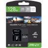 PNY Pro Elite Carte mémoire microSDXC 128 Go + Adaptateur SD, Vitess de Lecture jusqu'à 100 Mo/s, Vitesse d'écriture jusqu'à 90 