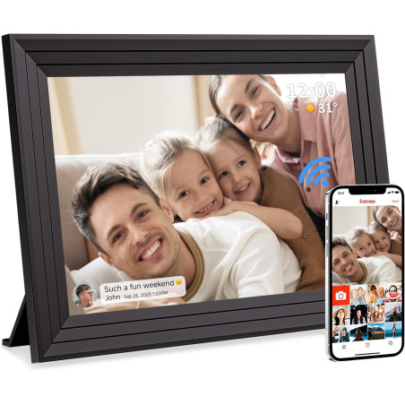 Cadre Photo Numérique WiFi Connecté - 10,1 Pouces 32Go Frameo 1280x800 HD Cadres Video Grand Format IPS Écran Tactile Rotation A