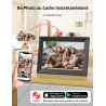 Cadre Photo Numérique WiFi Connecté - 10,1 Pouces 32Go Frameo 1280x800 HD Cadres Video Grand Format IPS Écran Tactile Rotation A