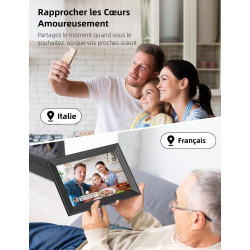 Cadre Photo Numérique WiFi Connecté - 10,1 Pouces 32Go Frameo 1280x800 HD Cadres Video Grand Format IPS Écran Tactile Rotation A