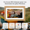 Cadre Photo Numérique Bois WiFi 10.1 Pouces, Mémoire 32 Go, écran Tactile IPS 1280 * 800 HD, Auto-Rotation, Montage Mural, Parta