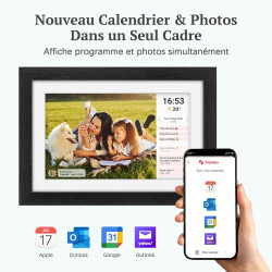 Frameo Cadre Photo Numérique Bois WiFi 10.1", Mémoire 32 Go, écran Tactile IPS 1280 * 800, Rotation Automatique, Partage de Phot
