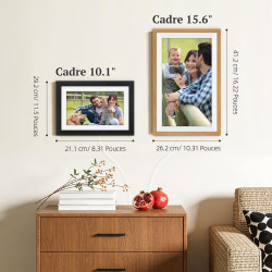 Frameo Cadre Photo Numérique Bois WiFi 10.1", Mémoire 32 Go, écran Tactile IPS 1280 * 800, Rotation Automatique, Partage de Phot