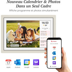 Frameo Cadre Photo Numérique WiFi 10.1" Cadre Photo électronique, écran Tactile 1280 * 800 HD IPS, Mémoire 32GB, Montage Mural, 