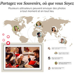 Frameo Cadre Photo Numérique WiFi 10.1" Cadre Photo électronique, écran Tactile 1280 * 800 HD IPS, Mémoire 32GB, Montage Mural, 
