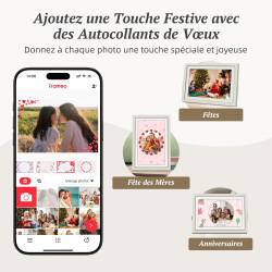 Frameo Cadre Photo Numérique WiFi 10.1" Cadre Photo électronique, écran Tactile 1280 * 800 HD IPS, Mémoire 32GB, Montage Mural, 