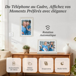 Frameo Cadre Photo Numérique WiFi 10.1" Cadre Photo électronique, écran Tactile 1280 * 800 HD IPS, Mémoire 32GB, Montage Mural, 