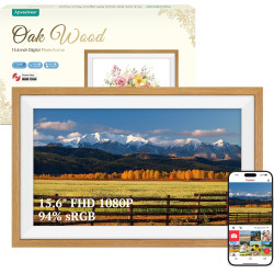94% sRGB Frameo Cadre Photo Numérique 15.6 Pouces Grand Format WiFi, Mémoire 32Go écran Tactile IPS 1920 * 1080 FHD, Partage de 