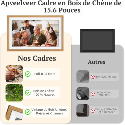 94% sRGB Frameo Cadre Photo Numérique 15.6 Pouces Grand Format WiFi, Mémoire 32Go écran Tactile IPS 1920 * 1080 FHD, Partage de 