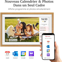 94% sRGB Frameo Cadre Photo Numérique 15.6 Pouces Grand Format WiFi, Mémoire 32Go écran Tactile IPS 1920 * 1080 FHD, Partage de 