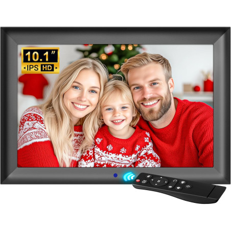 OBVHNUA Cadre Photo Numérique 10,1 Pouces Cadre Digital Cadre Photo Électronique avec Télécommande 1280x800 HD IPS Écran USB Car