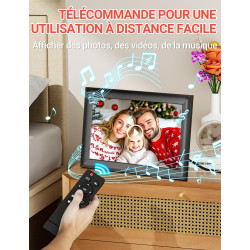 OBVHNUA Cadre Photo Numérique 10,1 Pouces Cadre Digital Cadre Photo Électronique avec Télécommande 1280x800 HD IPS Écran USB Car