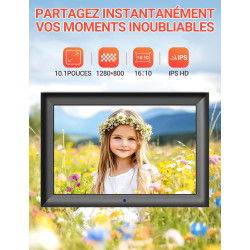 OBVHNUA Cadre Photo Numérique 10,1 Pouces Cadre Digital Cadre Photo Électronique avec Télécommande 1280x800 HD IPS Écran USB Car