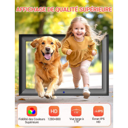 OBVHNUA Cadre Photo Numérique 10,1 Pouces Cadre Digital Cadre Photo Électronique avec Télécommande 1280x800 HD IPS Écran USB Car