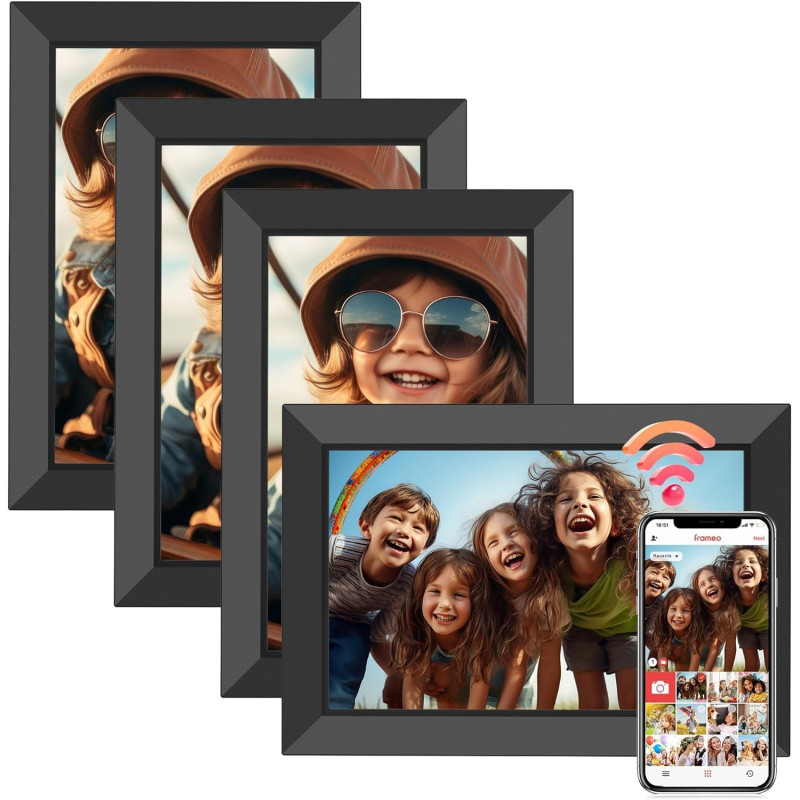 Frameo Cadre Photo Numérique 10,1 Pouces avec Mémoire Intégrée de 32 Go, Écran Tactile HD 1280x800 IPS pour Partager Photos et V