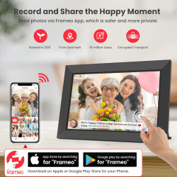Frameo Cadre Photo Numérique 10,1 Pouces avec Mémoire Intégrée de 32 Go, Écran Tactile HD 1280x800 IPS pour Partager Photos et V