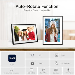 Humblestead Cadre Photo Numérique WiFi 10,1 Pouces écran Tactile Intelligent 1280x800 IPS, Rotation Automatique, Configuration à