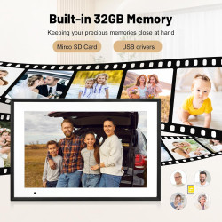 Humblestead Cadre Photo Numérique WiFi 10,1 Pouces écran Tactile Intelligent 1280x800 IPS, Rotation Automatique, Configuration à