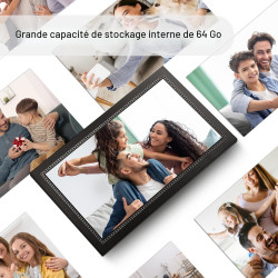 Cadre Photo numérique 15,6 Pouces Grand Cadre Photo numérique avec écran Tactile IPS Full HD 1920 x 1080, humblestead 32 Go WiFi