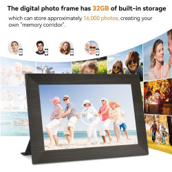 Cadre Photo Numérique 10 Pouces, WiFi intégré en mémoire de 32 Go, Cadre électronique avec écran Tactile IPS, Rotation Automatiq
