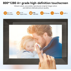 Cadre Photo Numérique 10 Pouces, WiFi intégré en mémoire de 32 Go, Cadre électronique avec écran Tactile IPS, Rotation Automatiq
