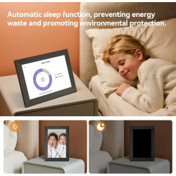 Cadre Photo Numérique 10 Pouces, WiFi intégré en mémoire de 32 Go, Cadre électronique avec écran Tactile IPS, Rotation Automatiq