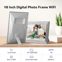 Cadre Photo Numérique 10 Pouces, WiFi intégré en mémoire de 32 Go, Cadre électronique avec écran Tactile IPS, Rotation Automatiq