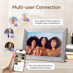 Cadre Photo Numérique 10 Pouces, WiFi intégré en mémoire de 32 Go, Cadre électronique avec écran Tactile IPS, Rotation Automatiq