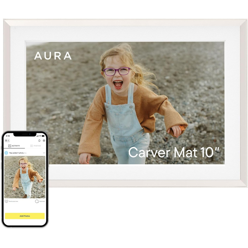 Aura Cadre Photo numérique WiFi 10,1" | Le Cadre Photo numérique idéal à Offrir | Envoyez Vos Photos Depuis Votre téléphone | (C
