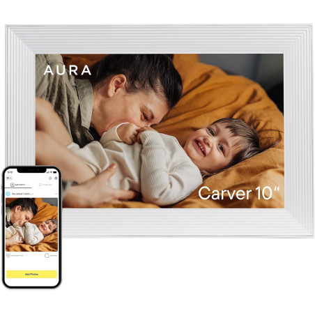Aura Carver Cadre Photo numérique Intelligent 10,1 Pouces WiFi Cloud Cadre Photo numérique, Stockage illimité Gratuit, Envoyez d