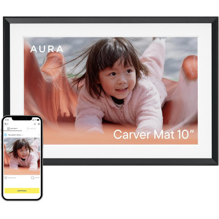 Aura, cadre photo numérique Carver Mat, Wi-Fi, 10,1 pouces | Le meilleur cadre numérique à offrir | Envoyez vos photos depuis vo