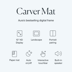 Aura, cadre photo numérique Carver Mat, Wi-Fi, 10,1 pouces | Le meilleur cadre numérique à offrir | Envoyez vos photos depuis vo