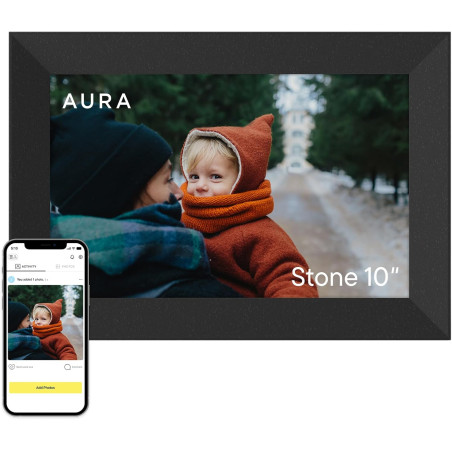 Aura Cadre photo numérique en pierre – Écran HD mat 10,1" | Meilleur cadre numérique pour offrir – Envoyez des photos directemen