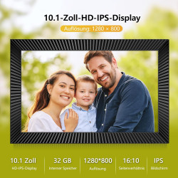 Frameo - Cadre photo numérique - WiFi - 10,1" - Avec mémoire de 32 Go - Écran tactile IPS 1280 x 800 - Capteur de mouvement et r