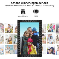 Frameo - Cadre photo numérique - WiFi - 10,1" - Avec mémoire de 32 Go - Écran tactile IPS 1280 x 800 - Capteur de mouvement et r
