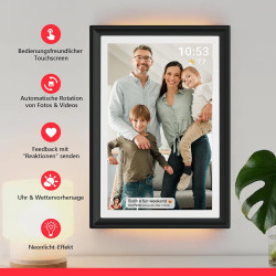 Frameo Cadre photo numérique 10,1 pouces WiFi avec lumière d'ambiance LED – 32 Go de mémoire, écran tactile HD 1280 x 800, rotat